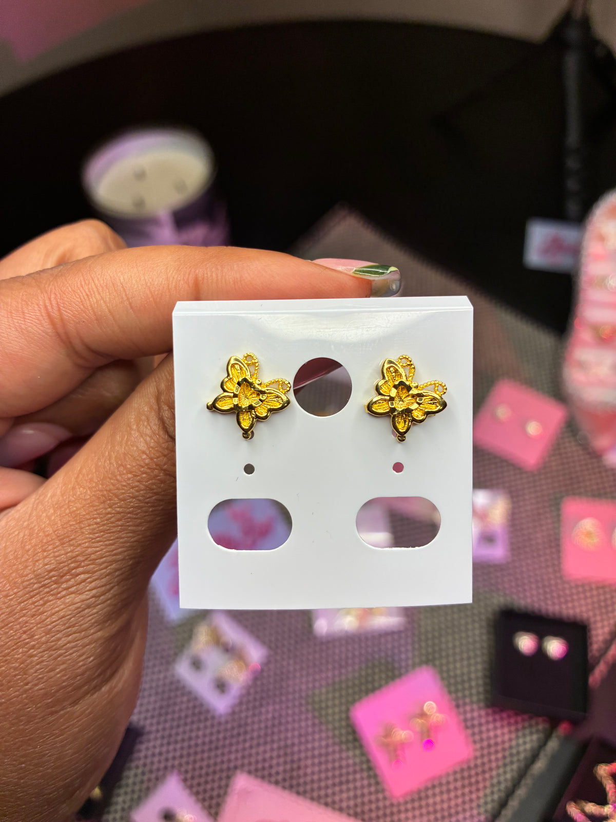 18K Gold Plated Yellow Butterfly Studs