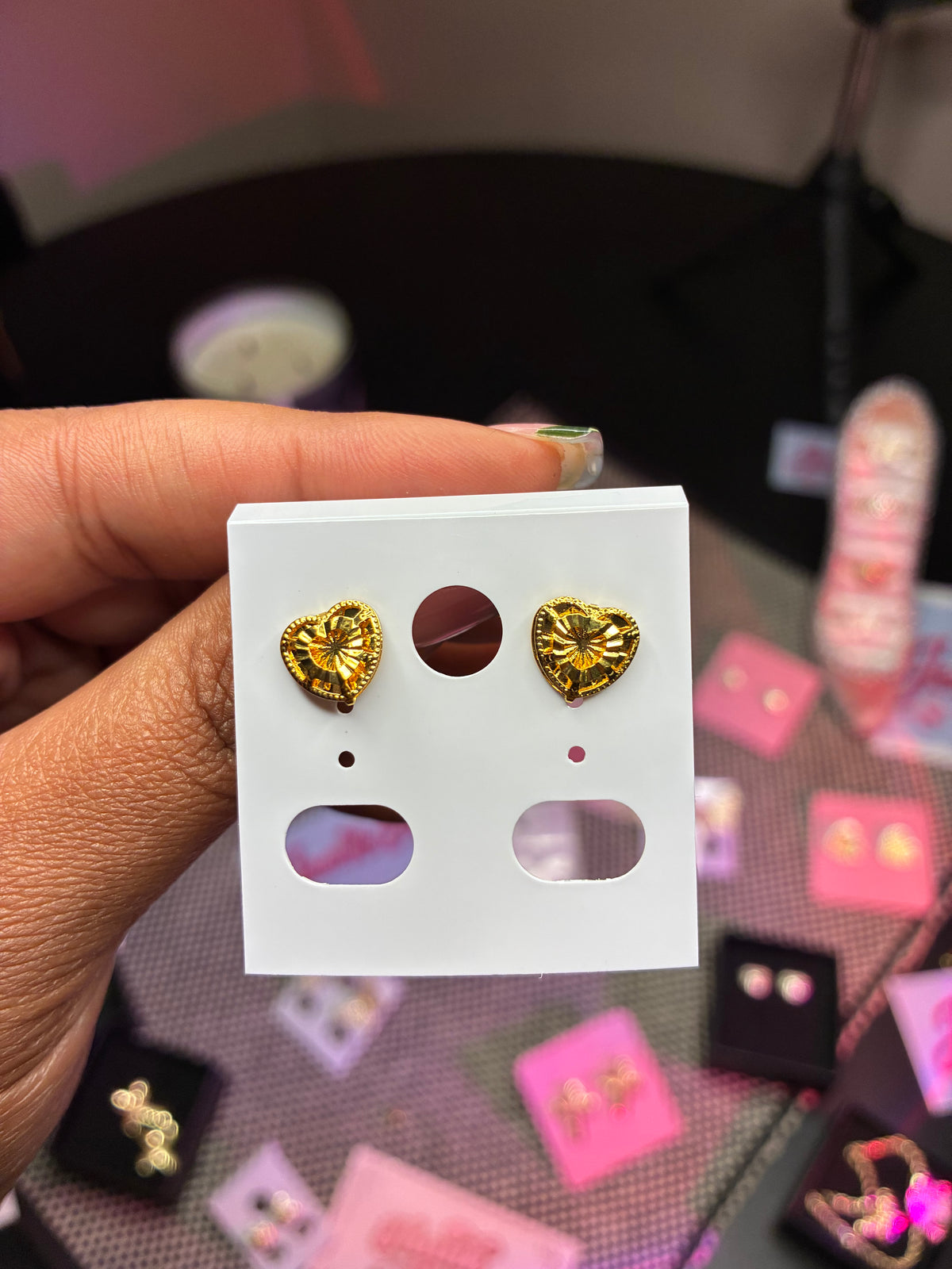 18K Gold Plated Heart Studs