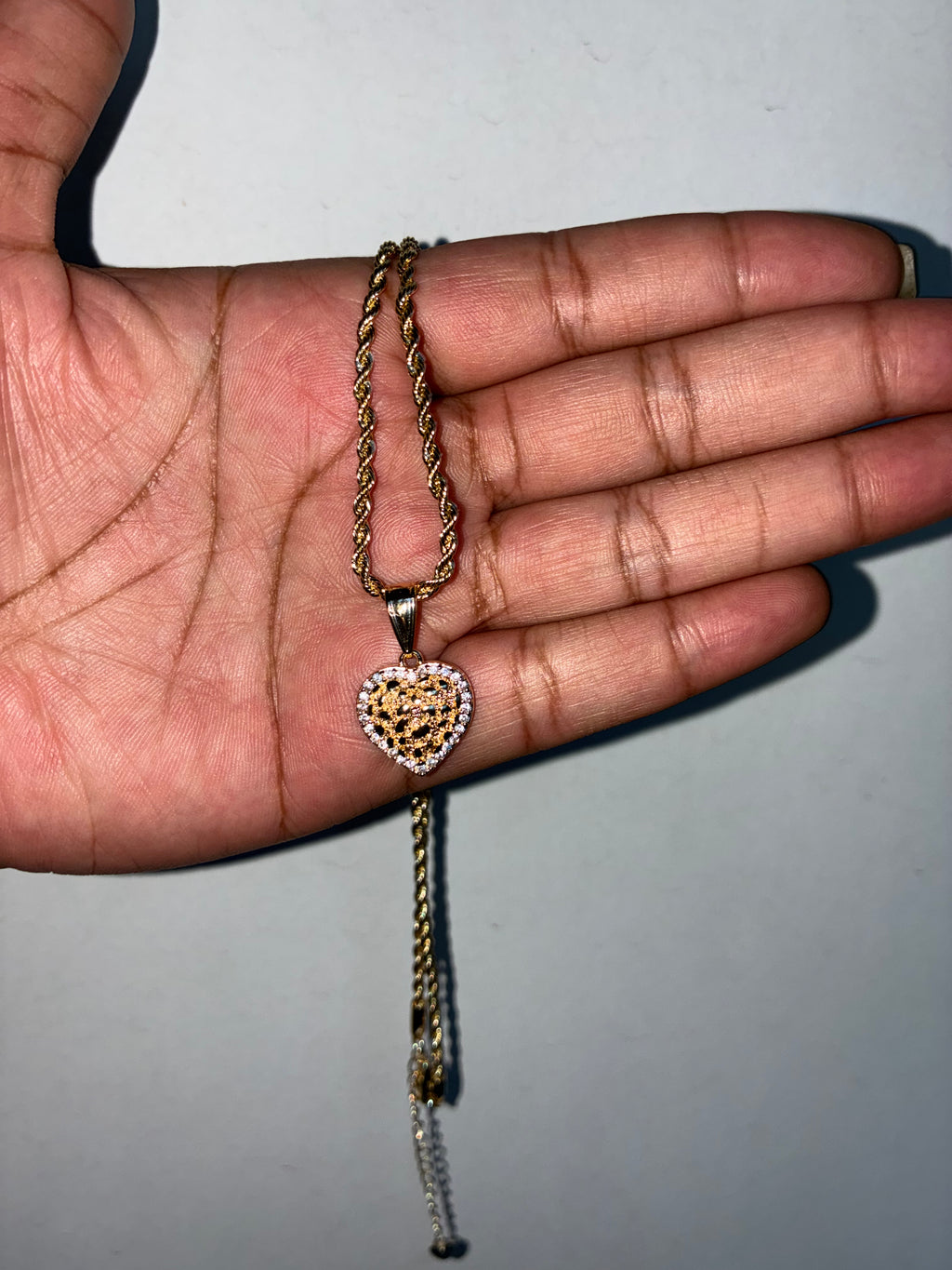 Gold Nugget Heart Diamond Necklace