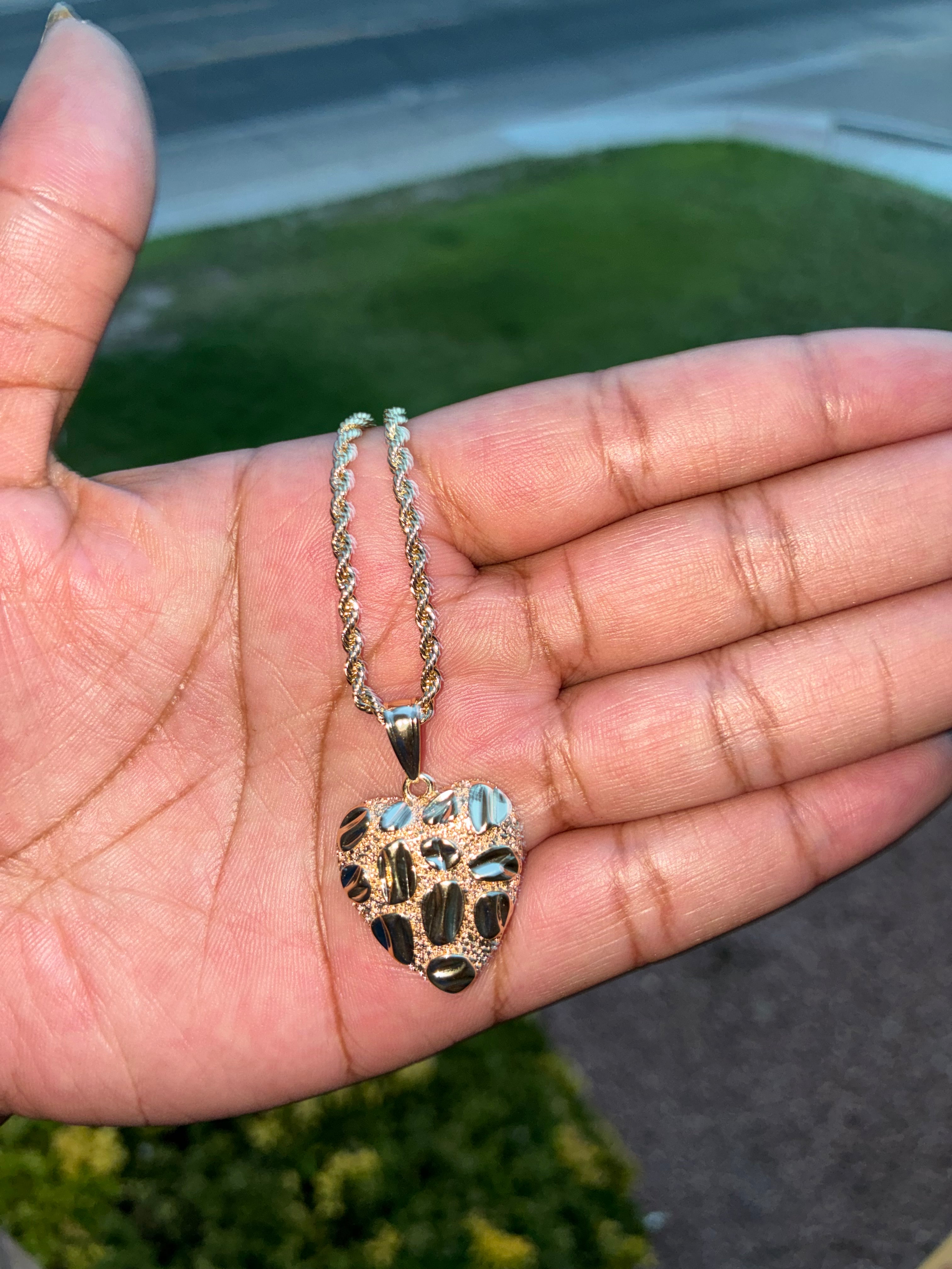 Gold Nugget Heart Necklace