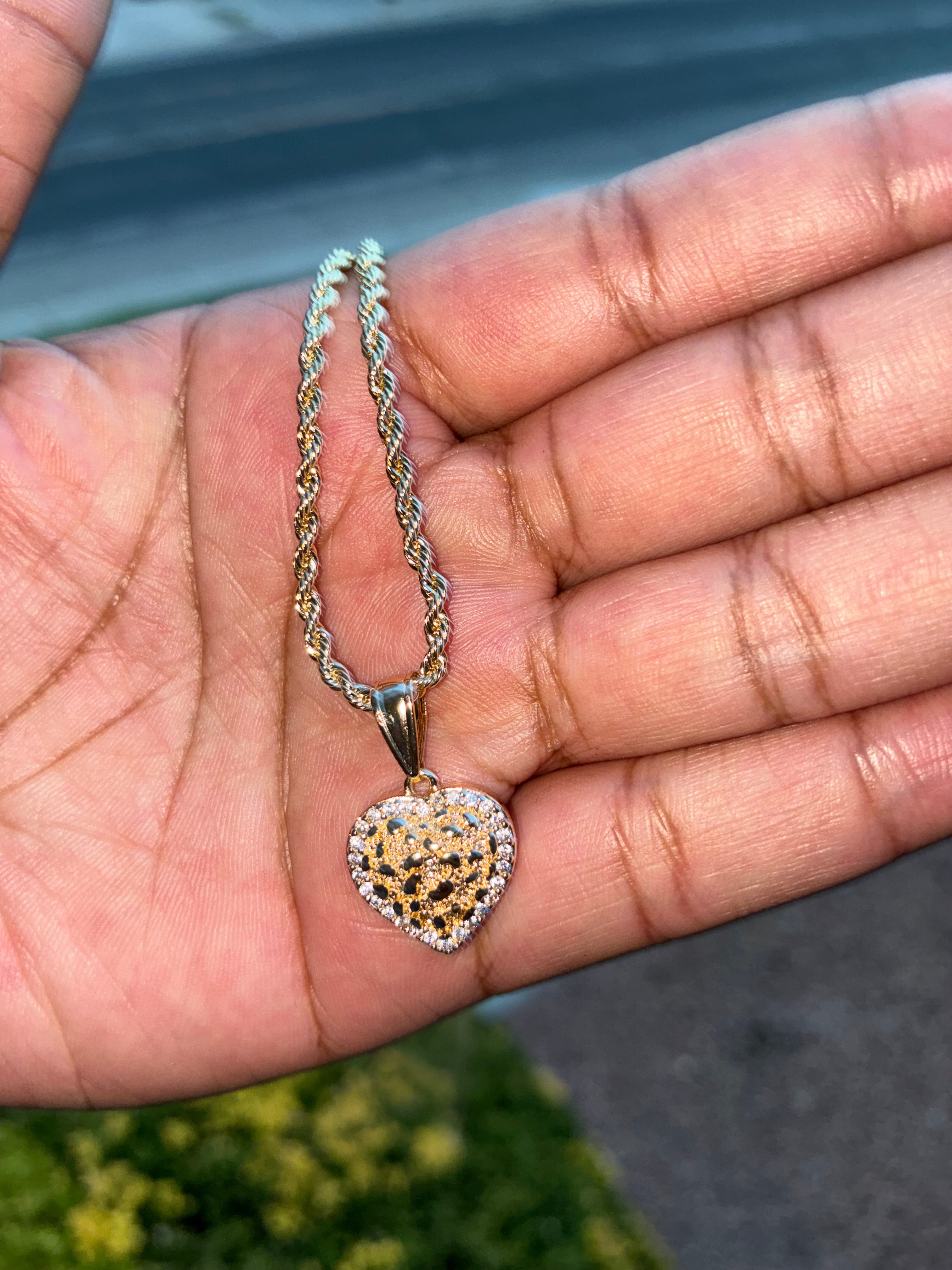 Gold Nugget Heart Diamond Necklace