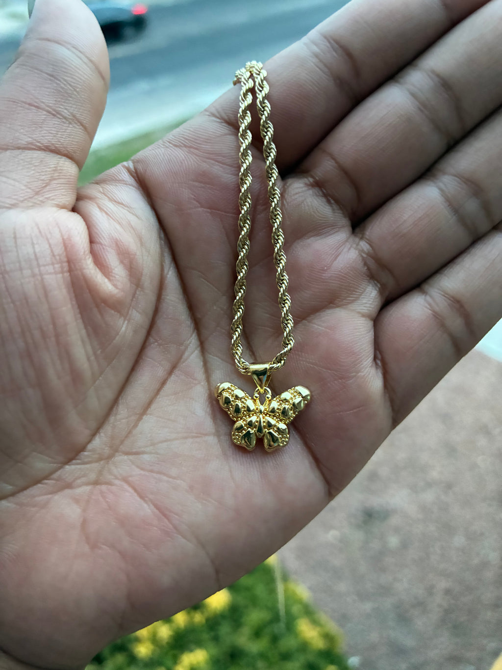 Gold Butterfly Nugget Necklace