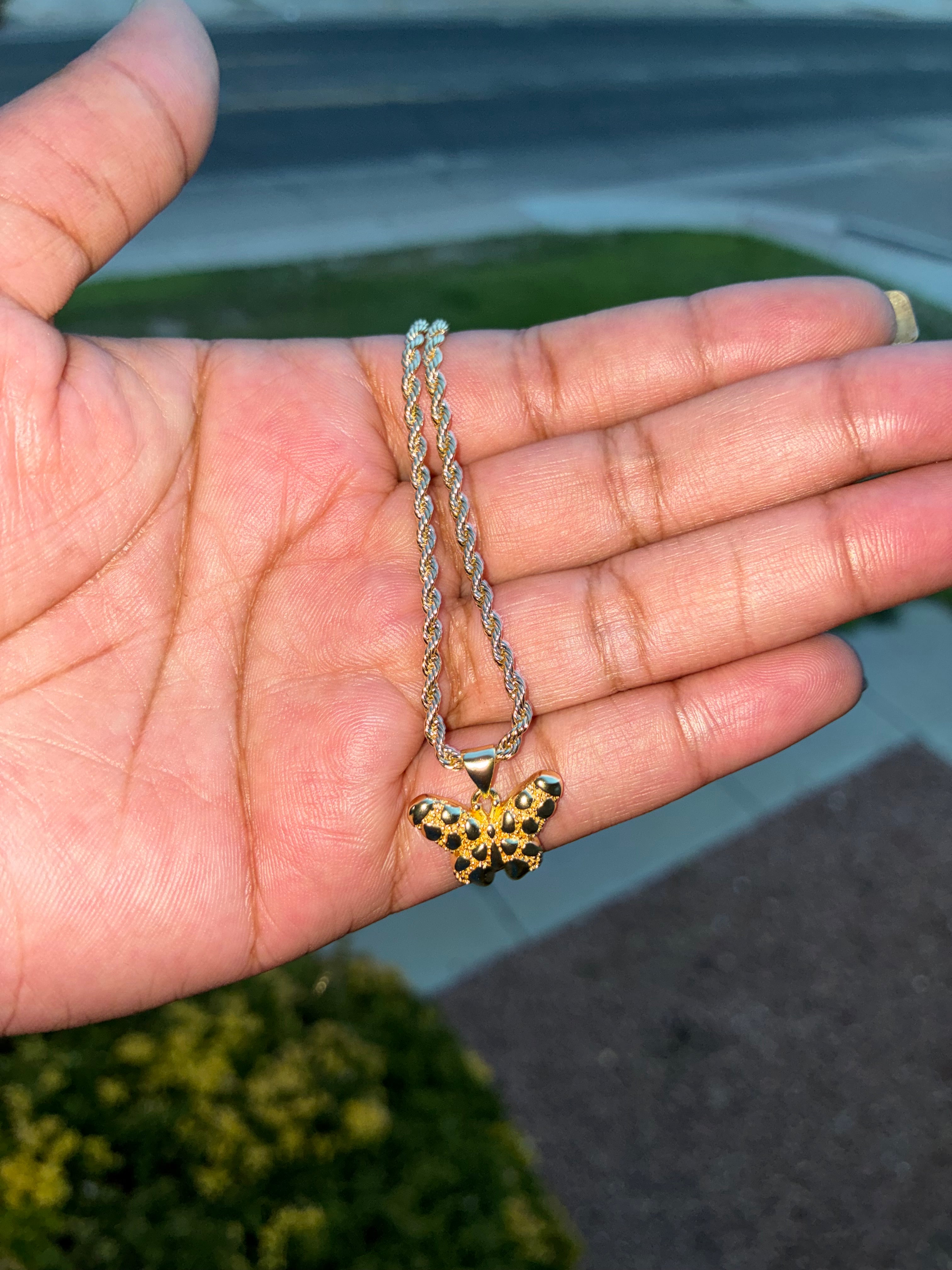 Gold Butterfly Nugget Necklace
