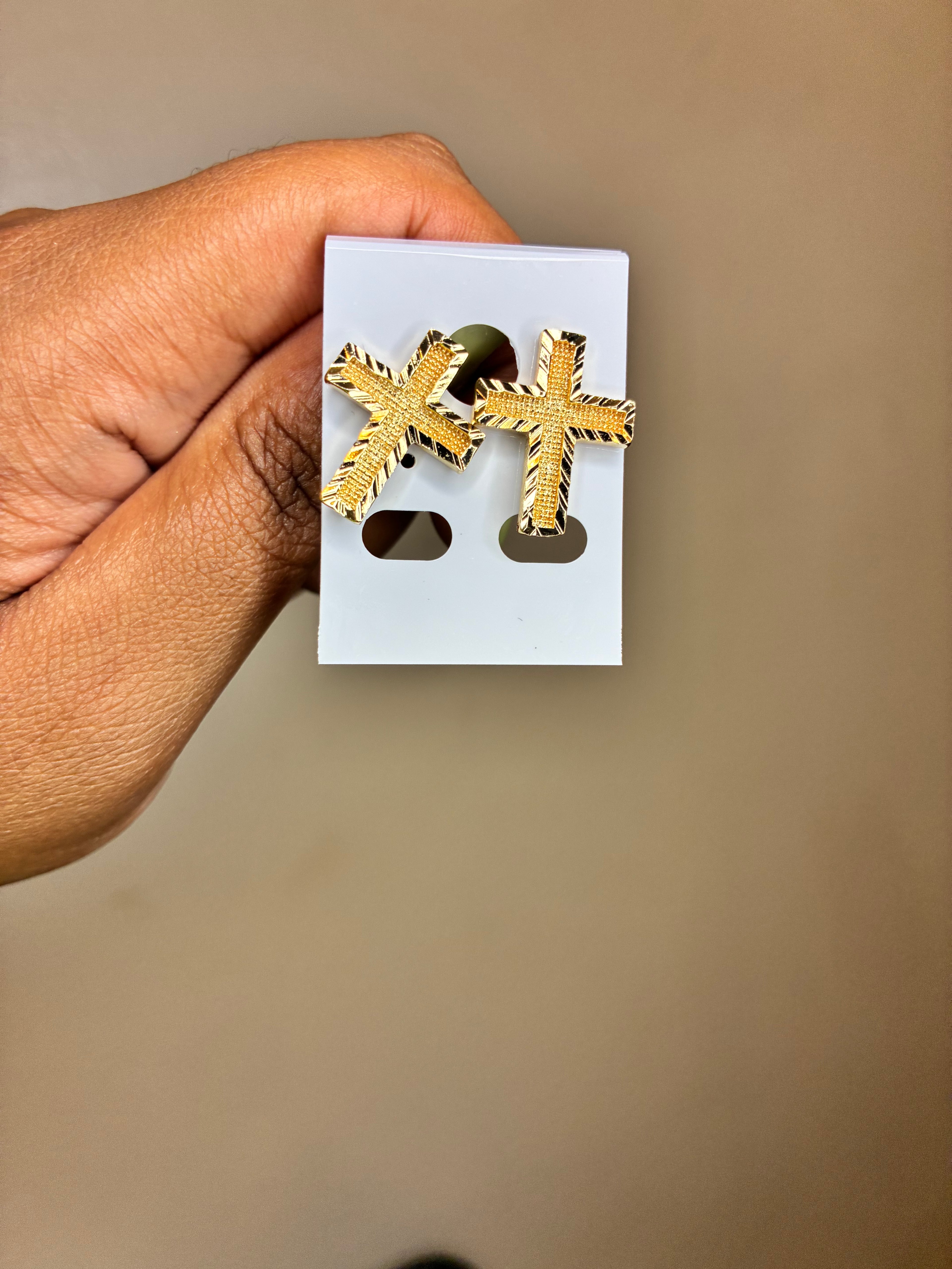 Gold Cross Studs