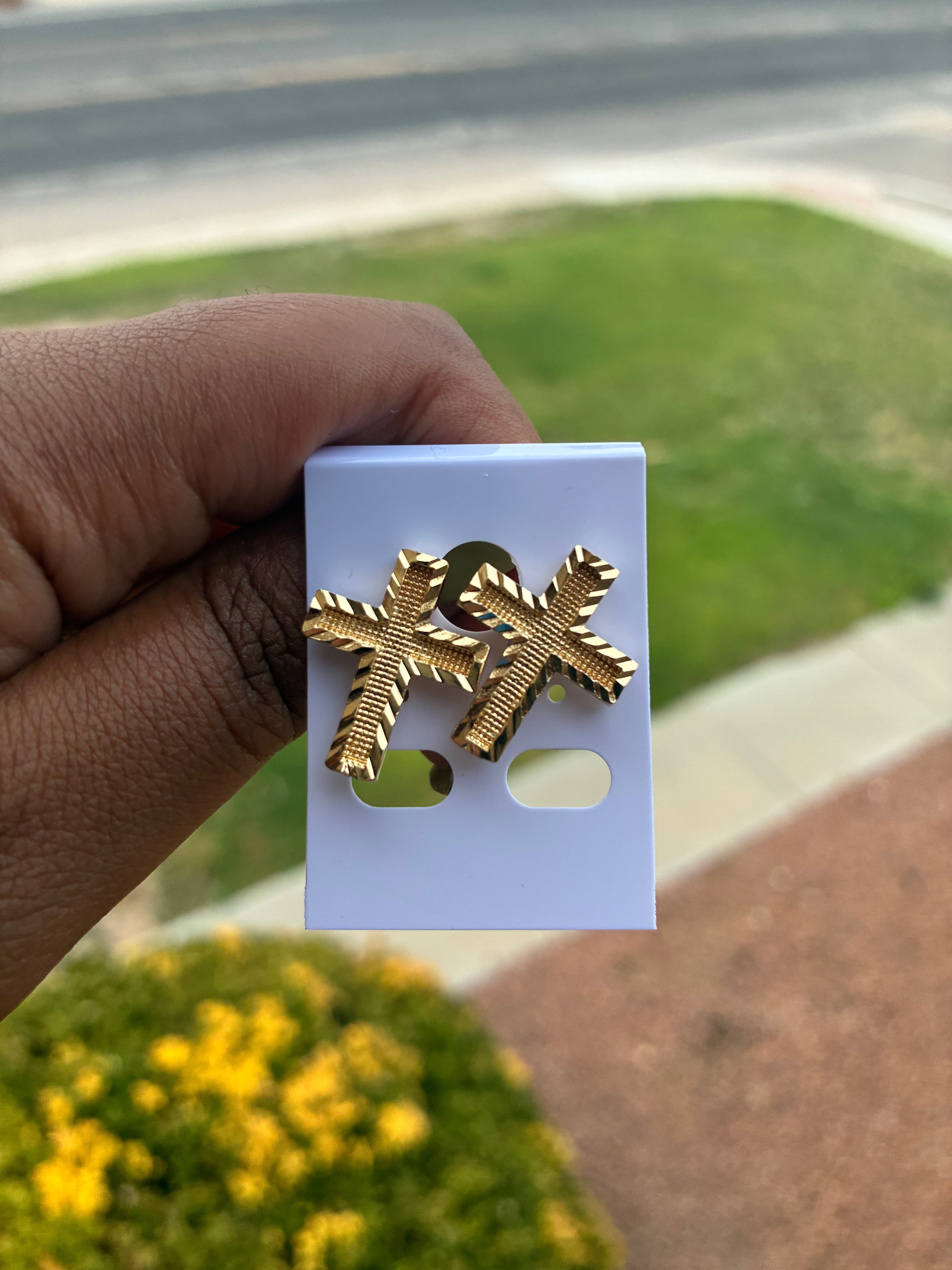 Gold Cross Studs