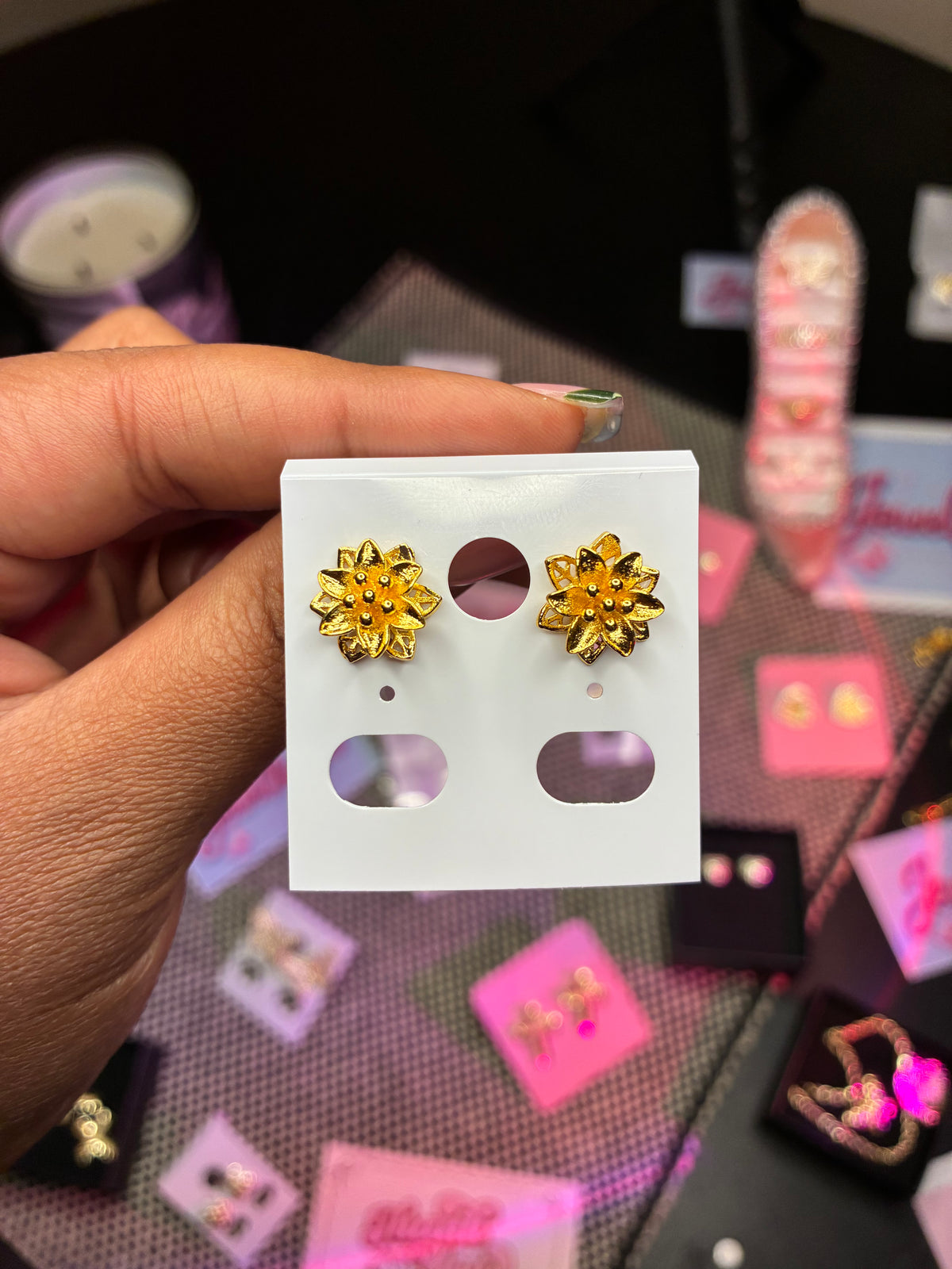18K Gold Plated Flower Studs