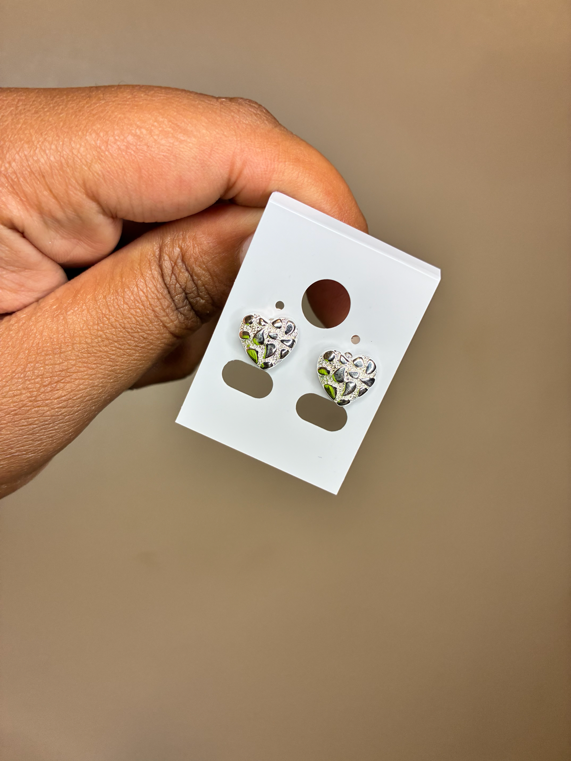 Silver Nugget Heart Studs