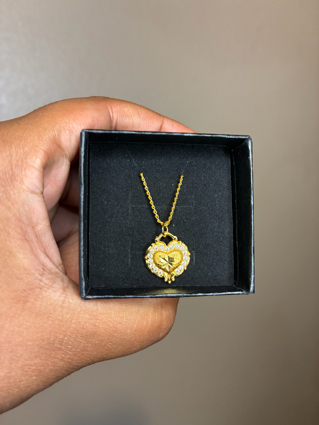 Sterling Silver Heart Necklace (Gold)
